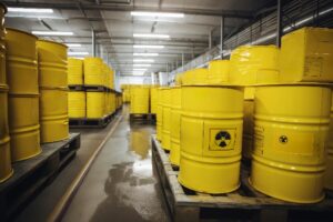 Barrels of toxic waste from nuclear power plant